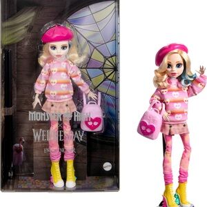 Monster High Wednesday Doll and Accessories, Enid Sinclair Collectible in Pink